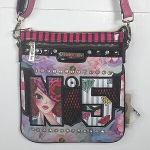 NWT Nicole Lee Vegan Leather Embellished Crossbody Maximalist Artsy Art to Wear